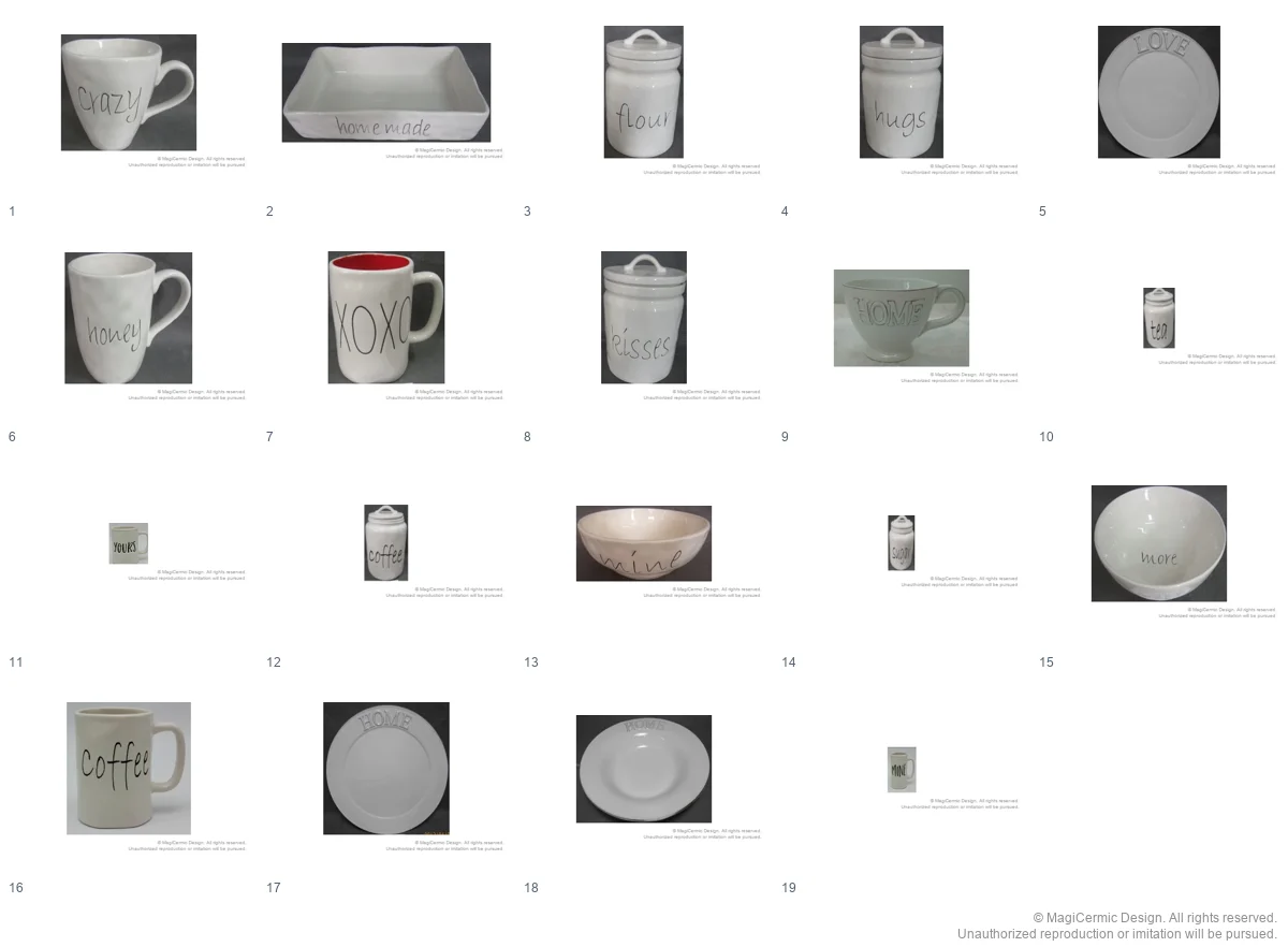 Complete original product reference board, page 1