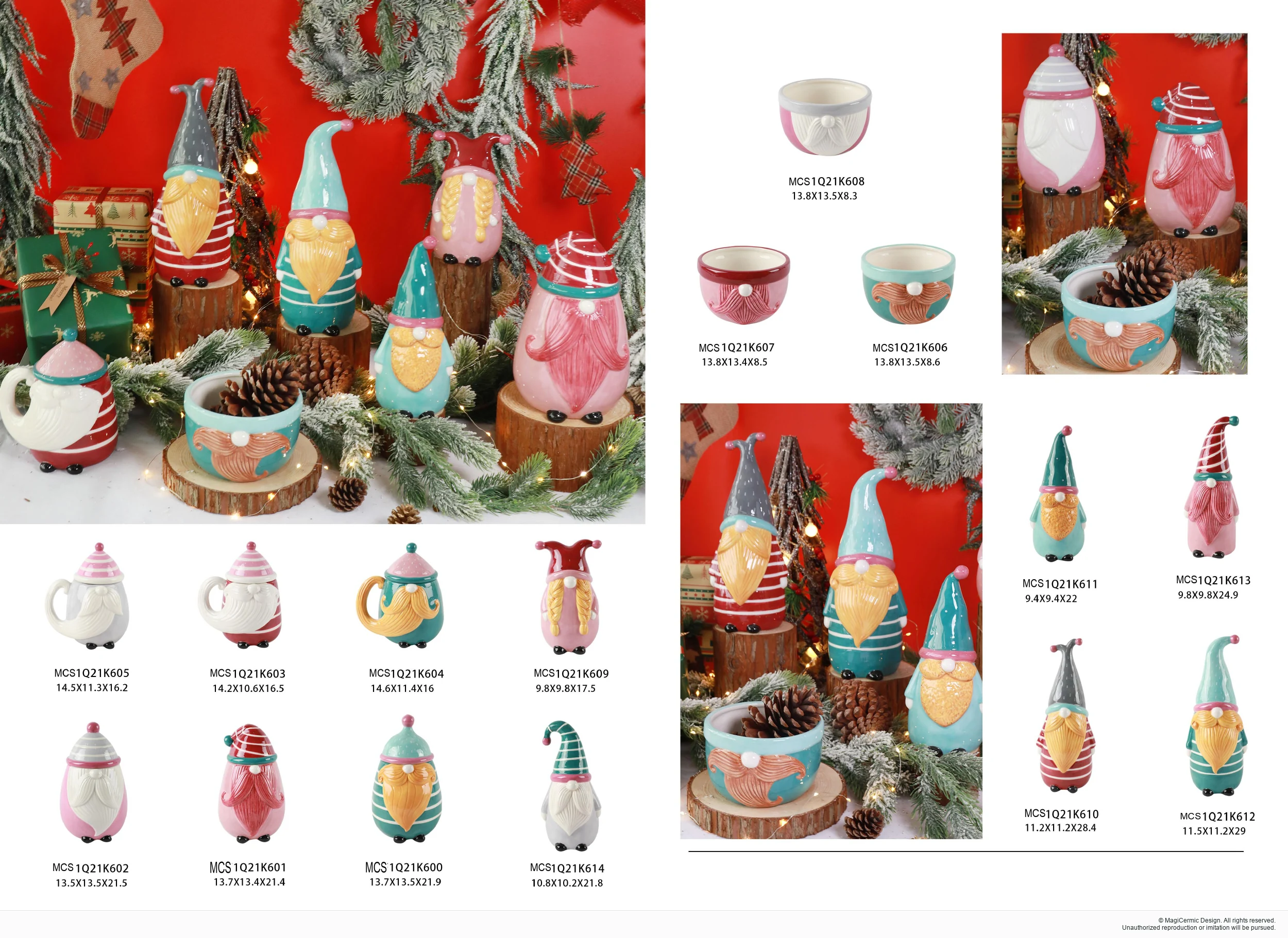 Colourful winter character pieces in a complete MX33 Christmas collection display