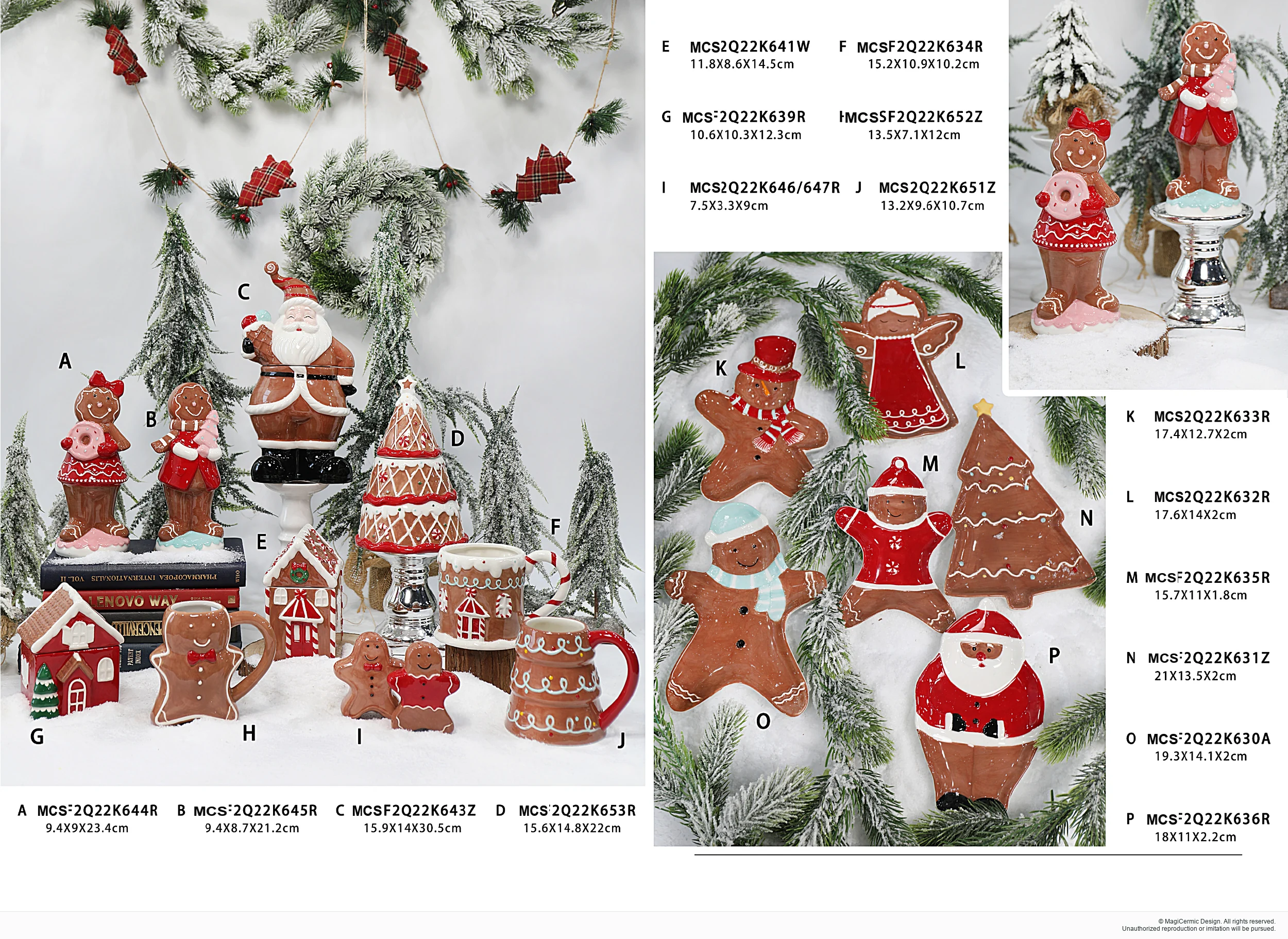 Gingerbread winter figures and house forms in a complete MX33 Christmas collection display