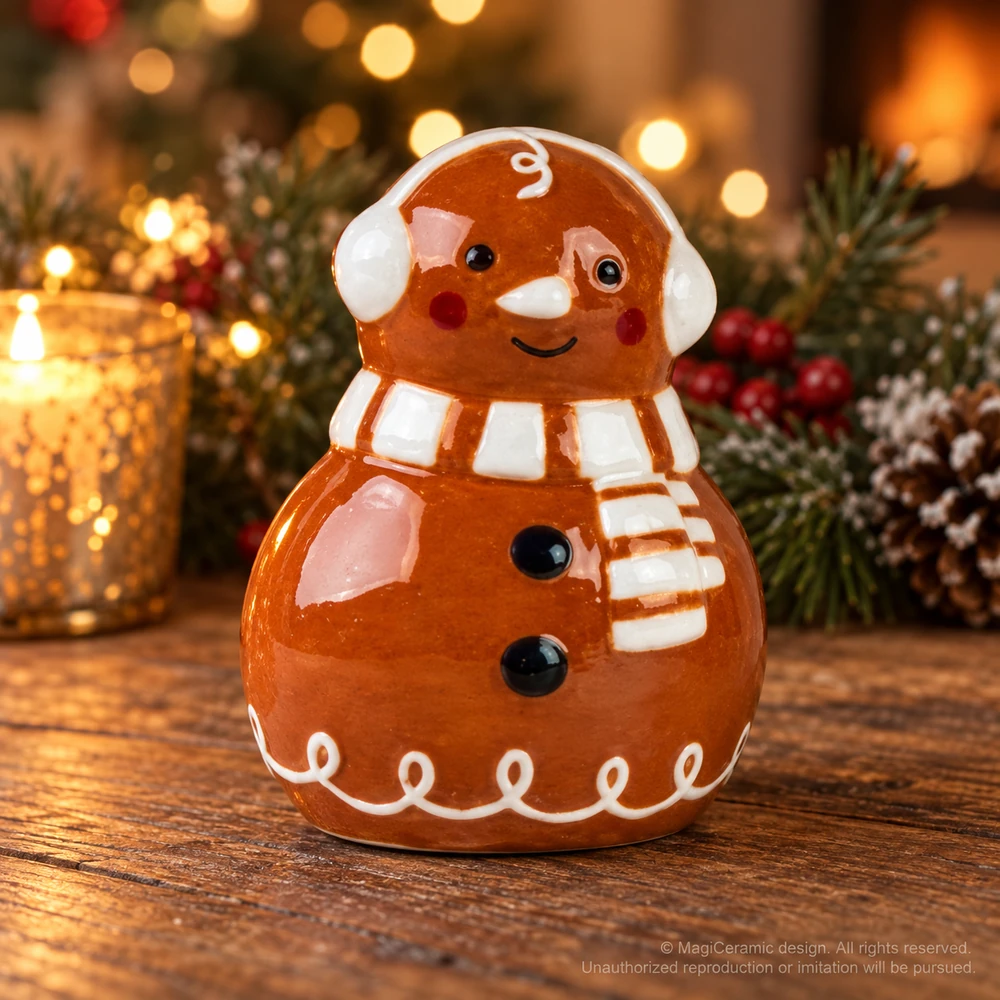 Christmas styling scene featuring Small snowman figure