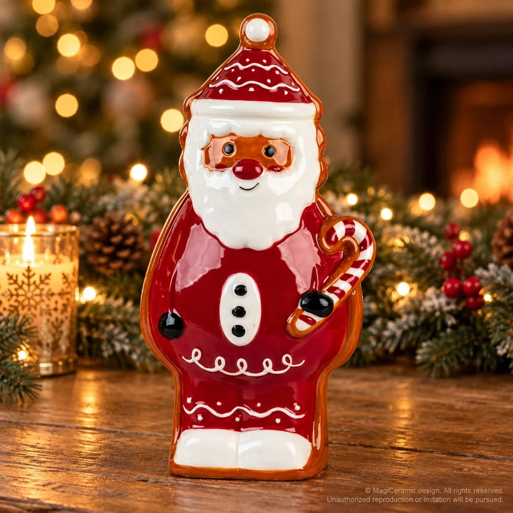 Christmas styling scene featuring Red Santa shaped form
