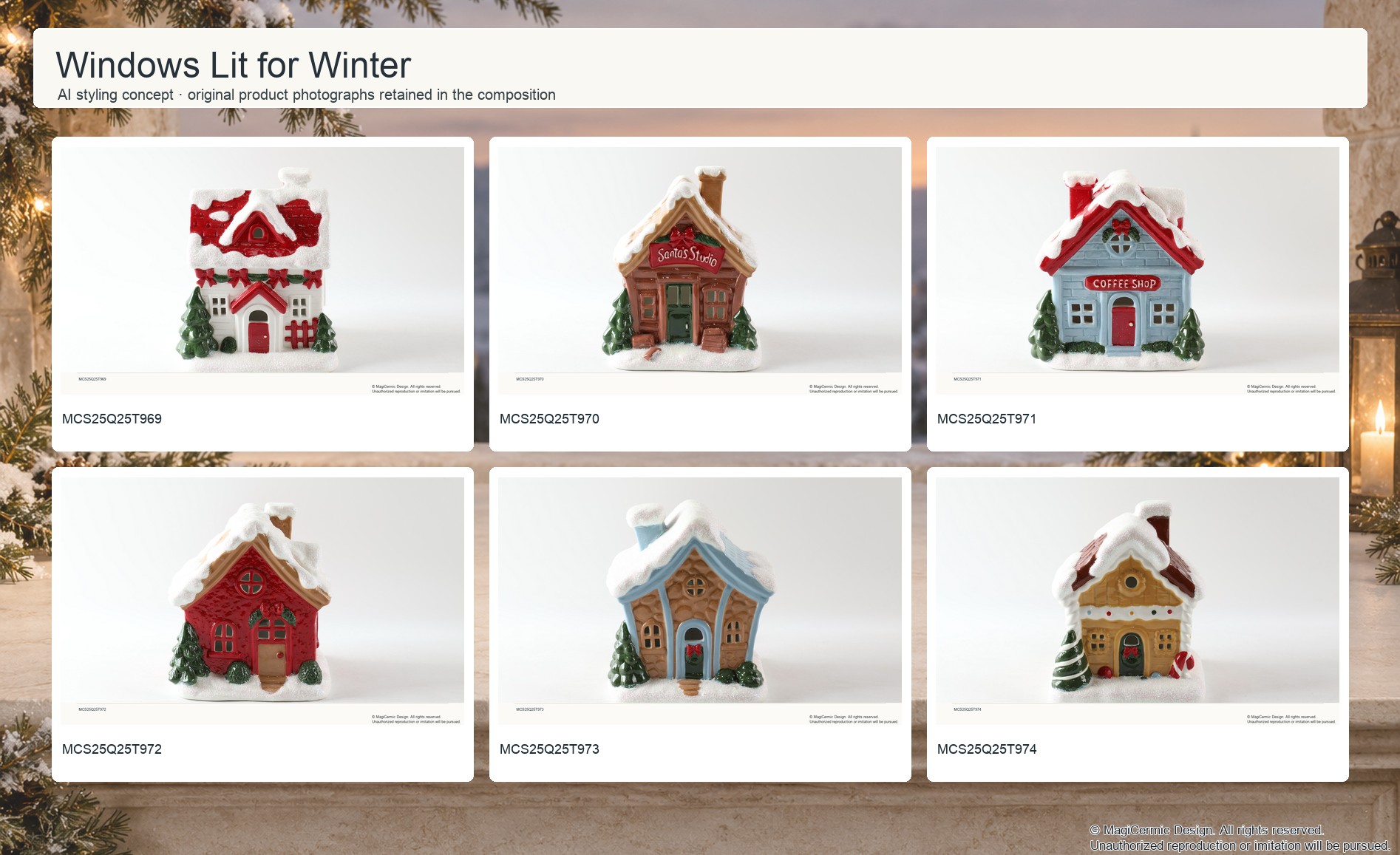 AI styling concept for MCX36 Windows Lit for Winter with original product photographs