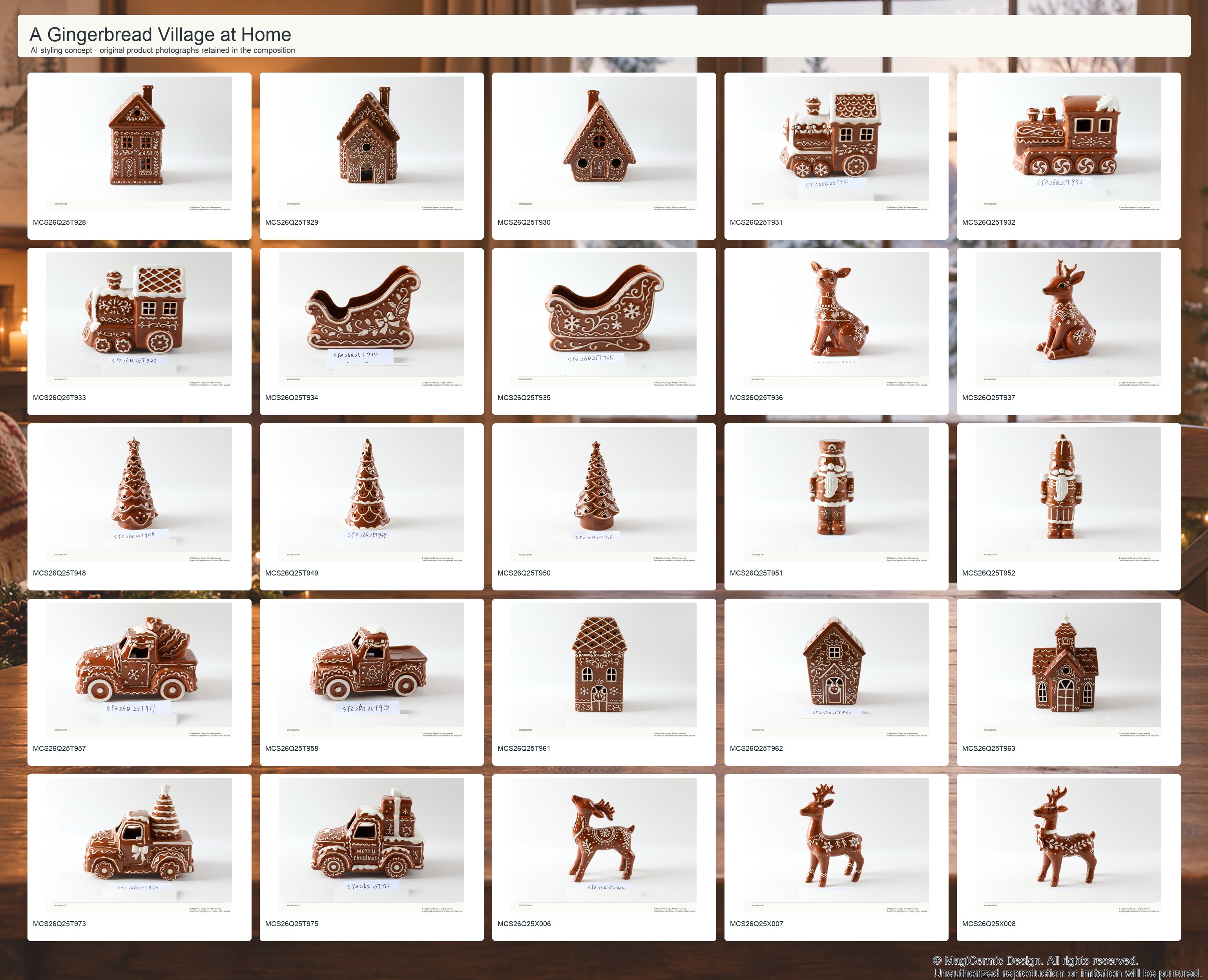 AI styling concept for MCX36 A Gingerbread Village at Home with original product photographs