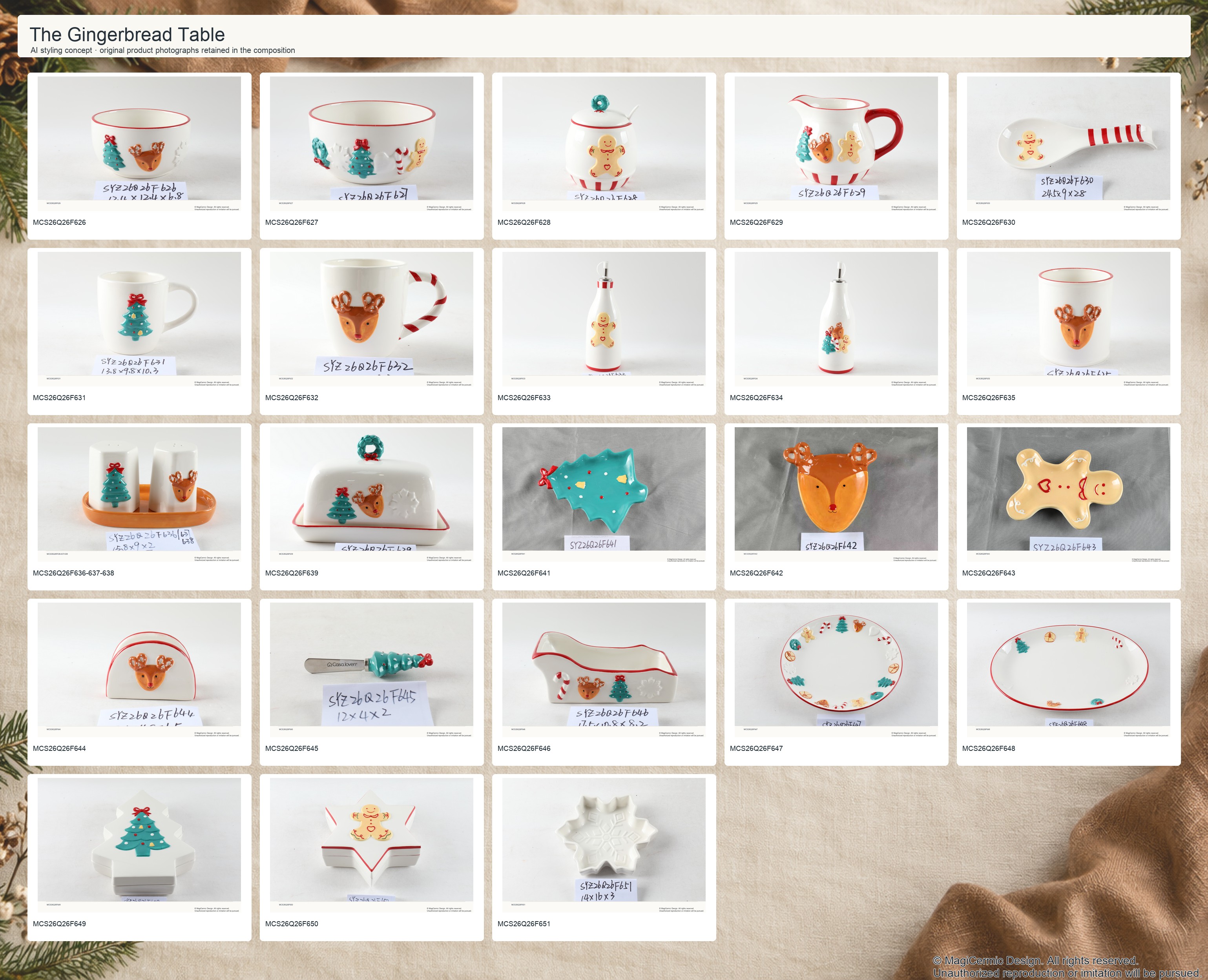 AI styling concept for MCX36 The Gingerbread Table with original product photographs