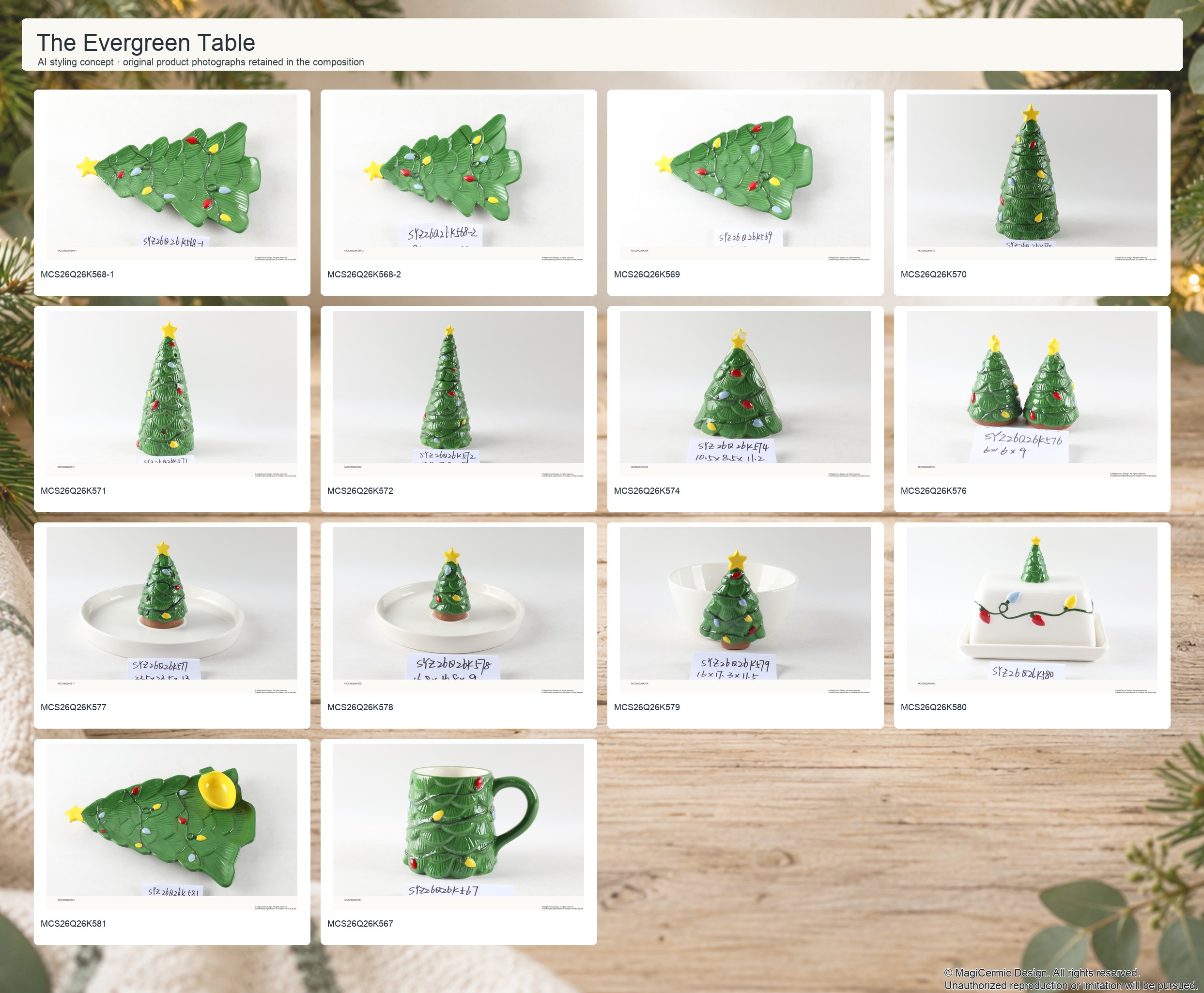 AI styling concept for MCX36 The Evergreen Table with original product photographs