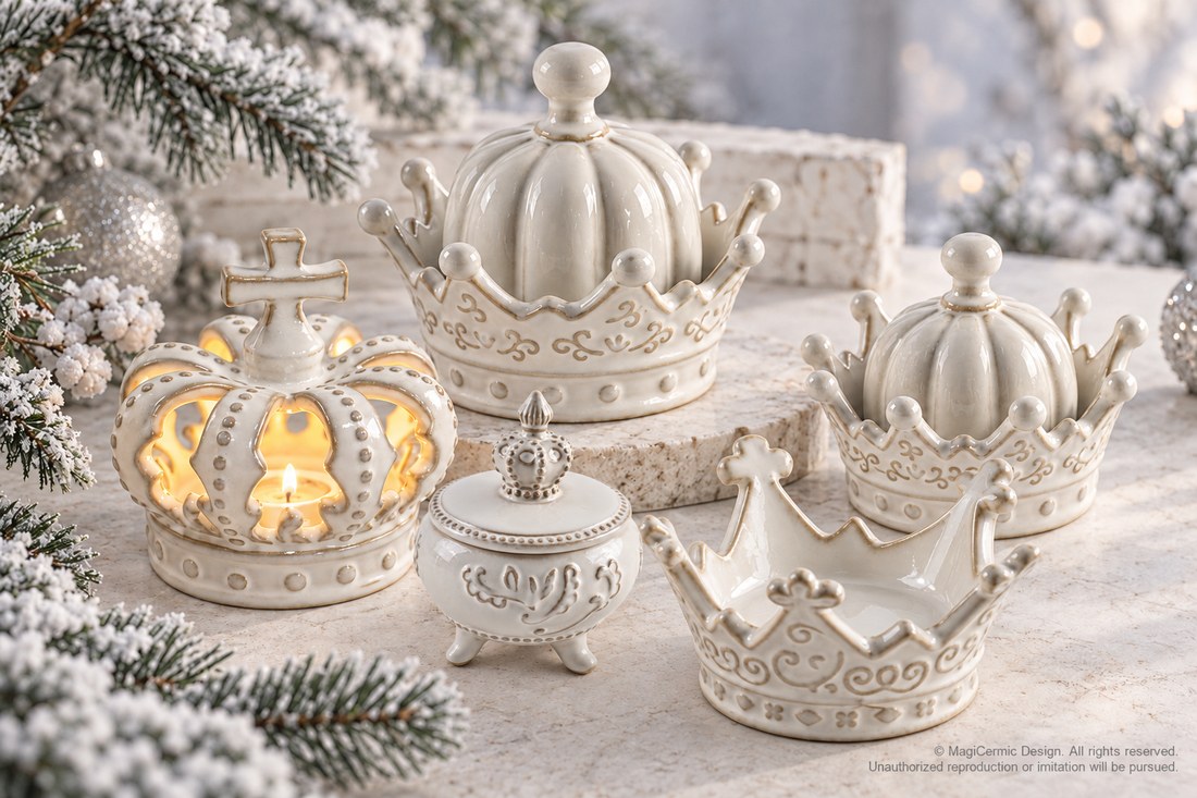 AI styling concept for A Crown for Winter, with original product reference photographs shown in the series gallery