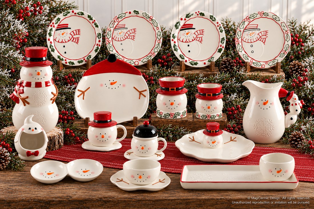 AI styling concept for The Snowman Table. Original product photographs below are the detail reference.