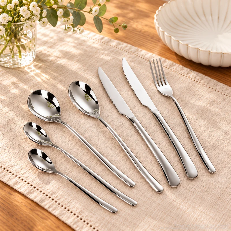 MCF-1003 flatware in an table-setting scene with MGB7058 ceramic tableware