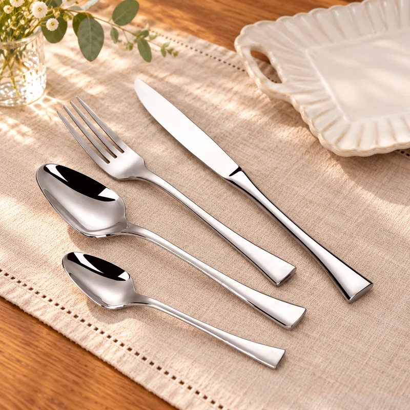 MCF-1023 flatware in an table-setting scene with MGB5821 ceramic tableware