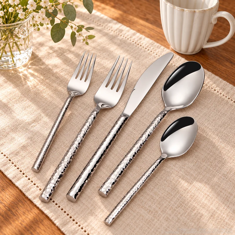 MCF-1145 flatware in an table-setting scene with MGB5812S ceramic tableware