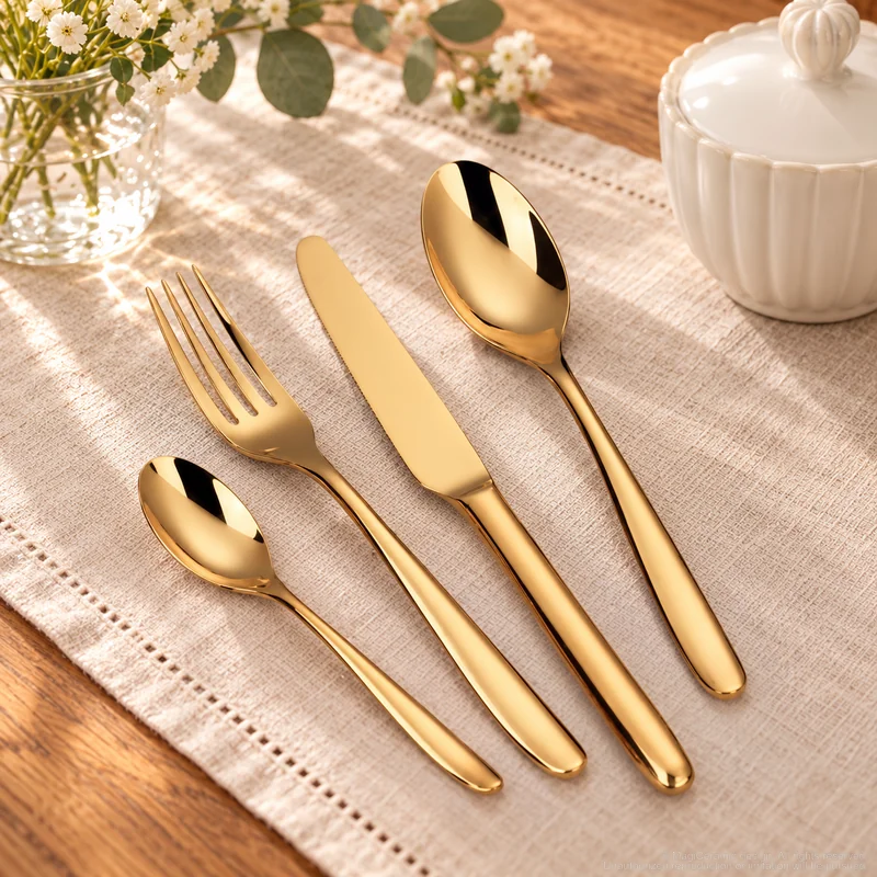 MCF-1147 flatware in an table-setting scene with MGB5808 ceramic tableware
