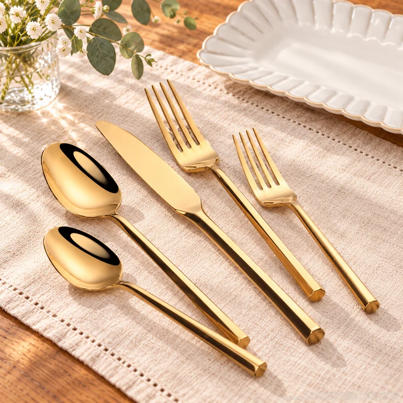 MCF-1149 flatware in an table-setting scene with MGB5794 ceramic tableware