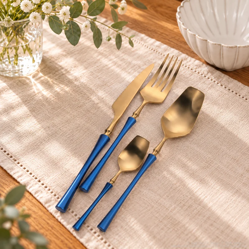 MCF-4174 flatware in an table-setting scene with MGB7060 ceramic tableware