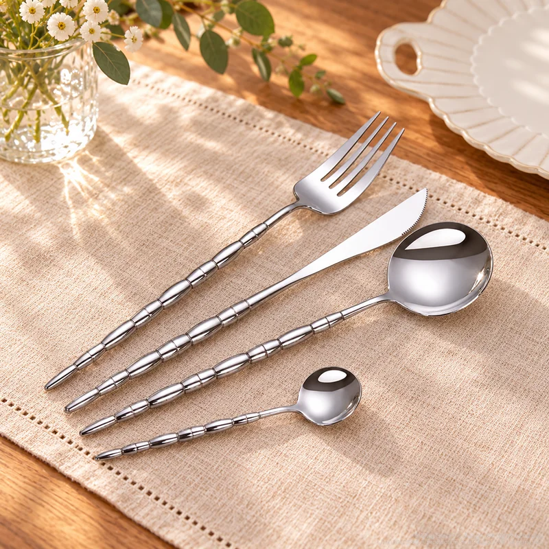 MCF-4177 flatware in an table-setting scene with MGB5819 ceramic tableware