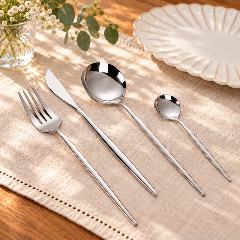 MCF-4226 flatware in an table-setting scene with MGB5797 ceramic tableware