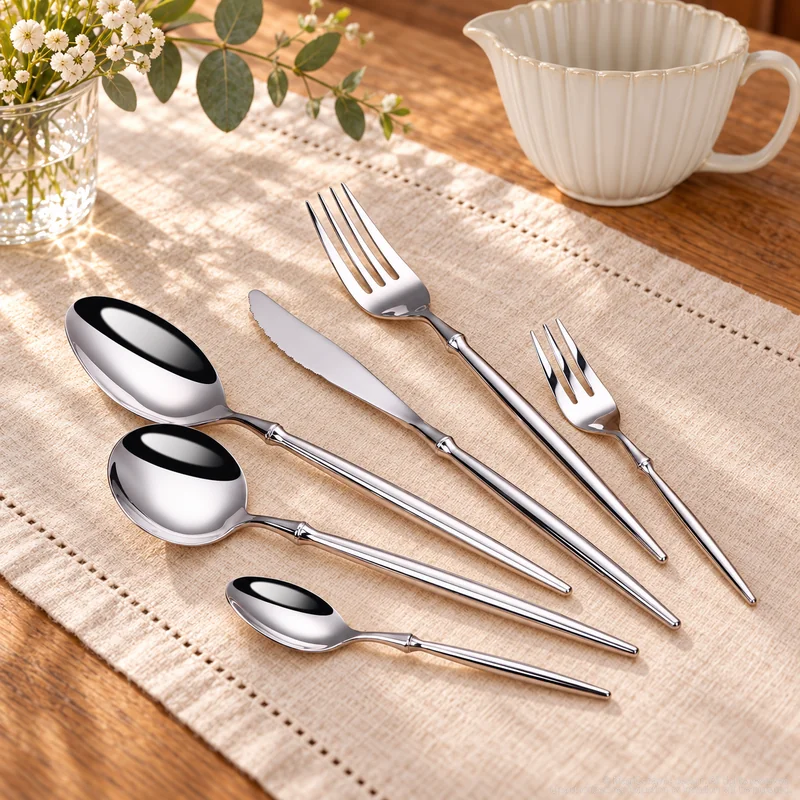 MCF-4285 flatware in an table-setting scene with MGB7069 ceramic tableware