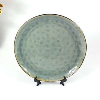 Pale celadon reactive glaze ceramic plate