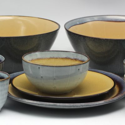 Ochre reactive glaze ceramic tableware