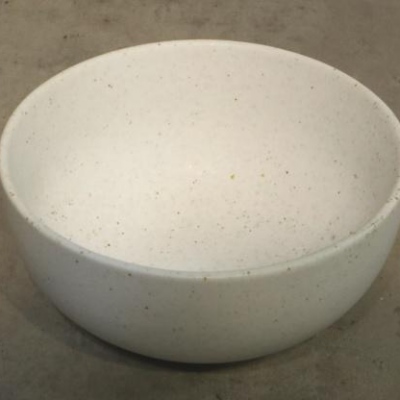 Matte white speckled stoneware bowl