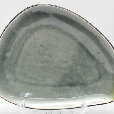 Triangular grey reactive glaze ceramic platter